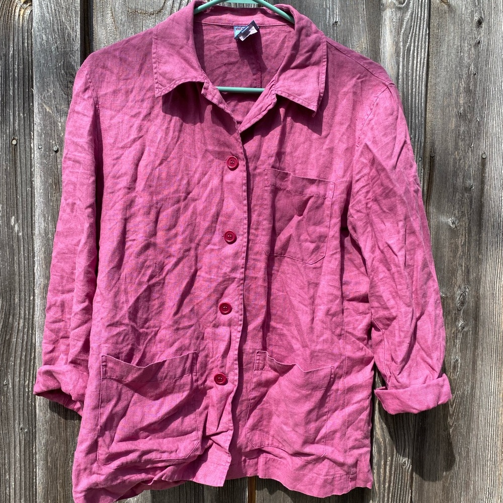 Vintage Bensimon Linen Shacket: Magenta: 40